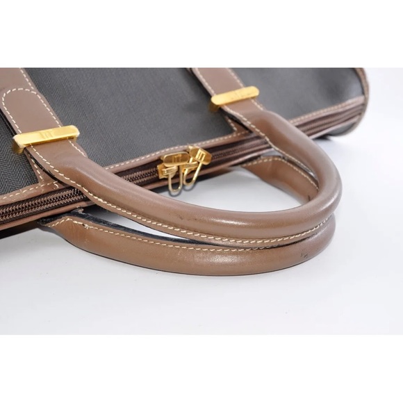 dunhill Boston Bag Leather Brown Gold Auth nice business bag fits laptop/ iPad - Picture 9 of 16